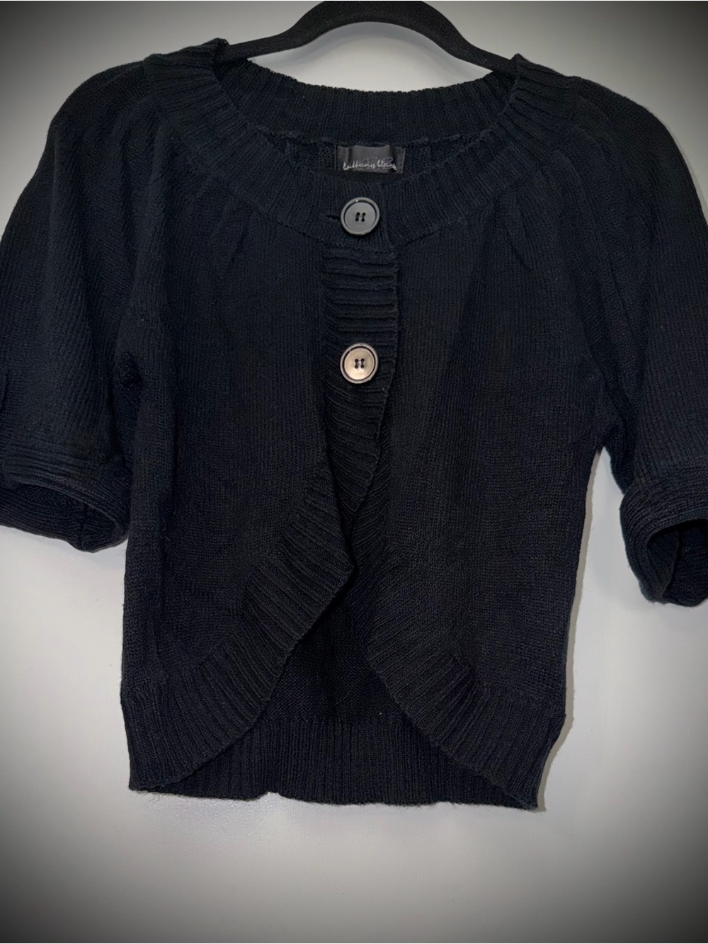 Black Knit Short-Sleeve Top - Size
Medium